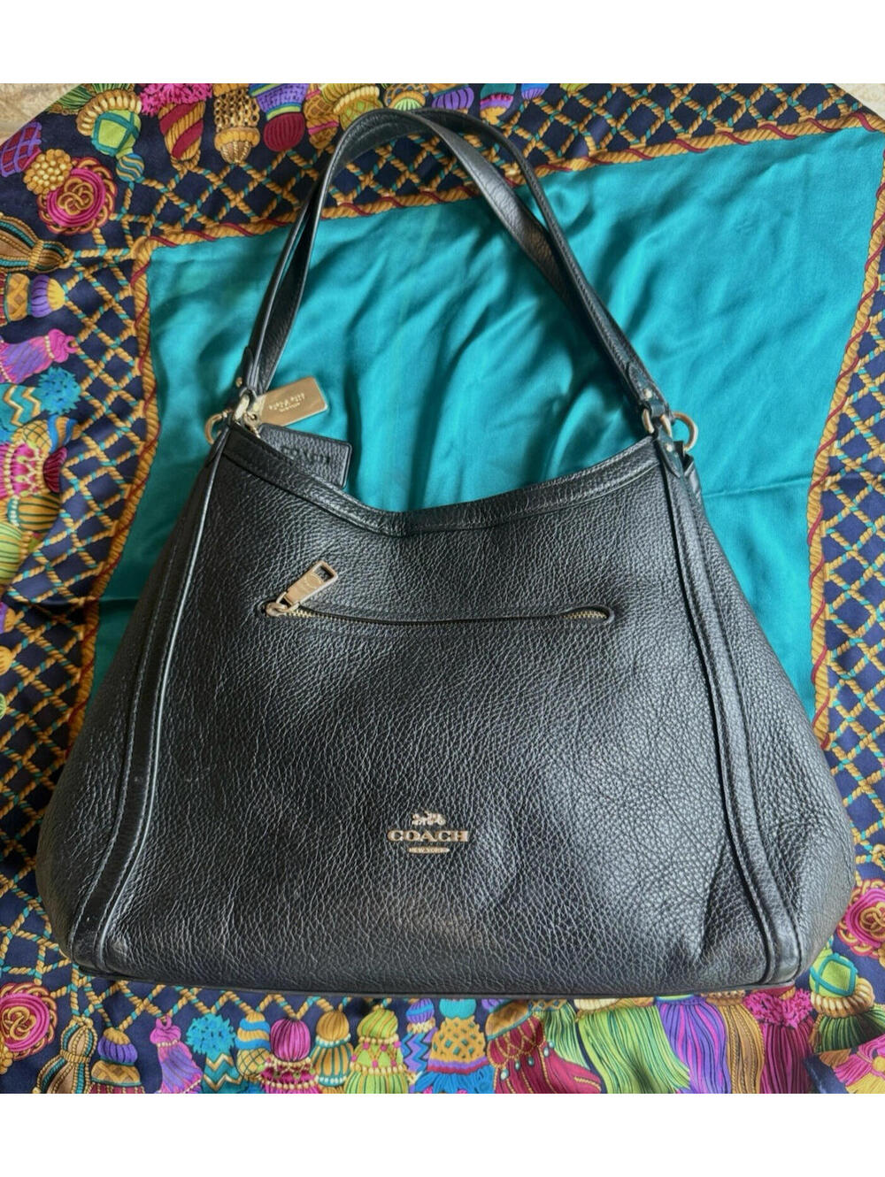 ✨👜 Coach Kristy Shoulder Bag Black Refined Pebble Leather C6231 Excellent Cond. - Picture 11 of 15